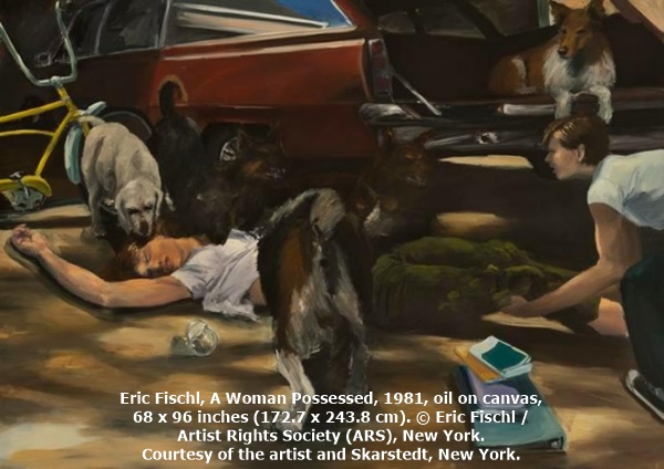 Eric Fischl, A Woman Possessed, 1981, oil on canvas, 68 x 96 inches (172.7 x 243.8 cm). © Eric Fischl / Artist Rights Society (ARS), New York. Courtesy of the artist and Skarstedt, New York.