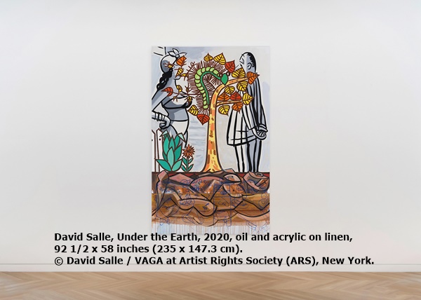 David Salle, Under the Earth, 2020, oil and acrylic on linen, 92 1/2 x 58 inches (235 x 147.3 cm).
© David Salle / VAGA at Artist Rights Society (ARS), New York.