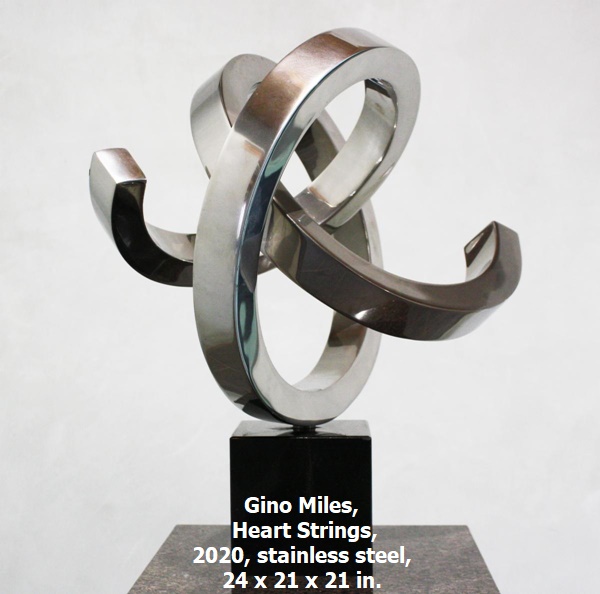 Gino Miles, Heart Strings, 2020, stainless steel, 24 x 21 x 21 in.