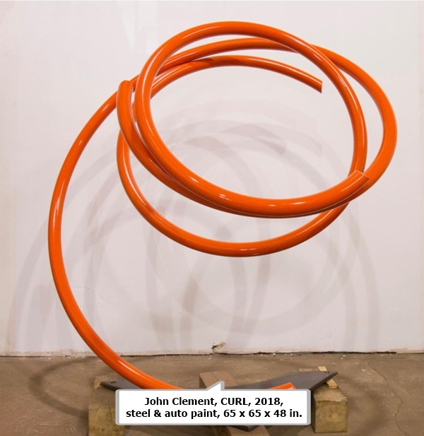 John Clement, CURL, 2018, 
steel & auto paint, 65 x 65 x 48 in.
