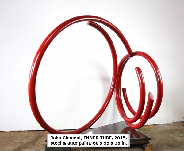 John Clement, INNER TUBE, 2015, 
steel & auto paint, 60 x 55 x 38 in.