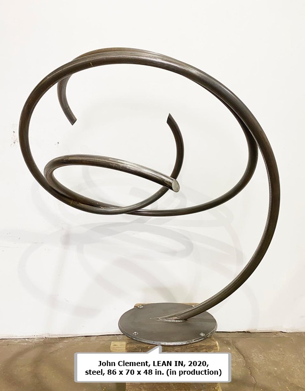 John Clement, LEAN IN, 2020, steel, 86 x 70 x 48 in. (in production)