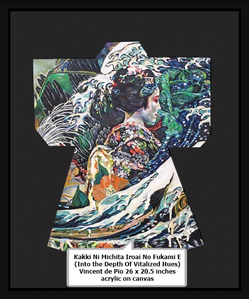 Kakki Ni Michita Iroai No Fukami E (Into the Depth Of Vitalized Hues)
Vincent de Pio
26 x 20.5 inches
acrylic on canvas