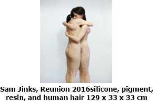 Sam Jinks, Reunion 2016silicone, pigment, 
resin, and human hair 129 x 33 x 33 cm