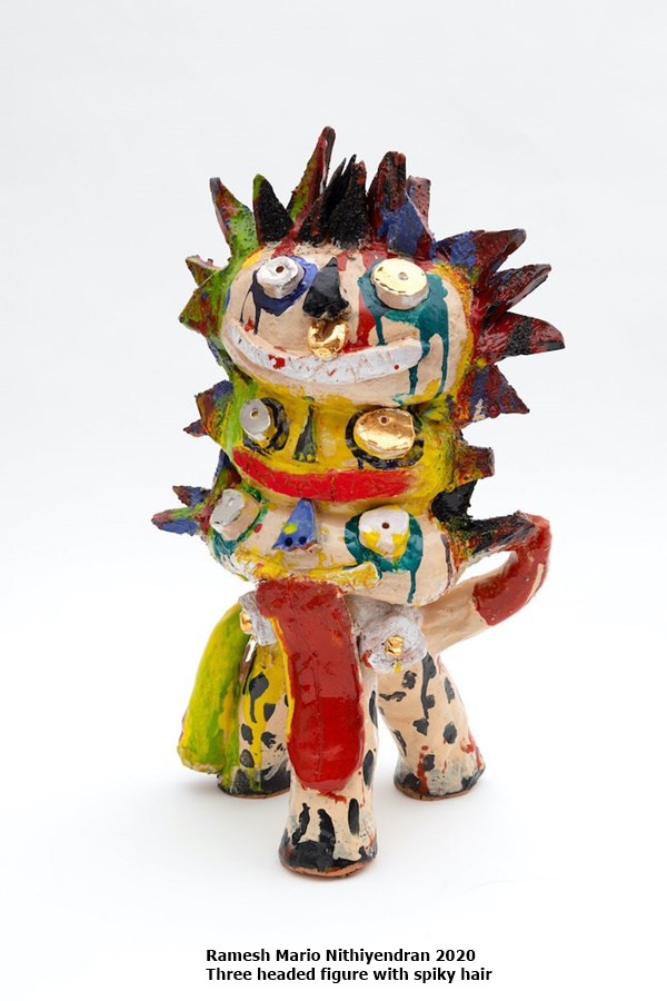 Ramesh Mario Nithiyendran
Three headed figure with spiky hair
2020