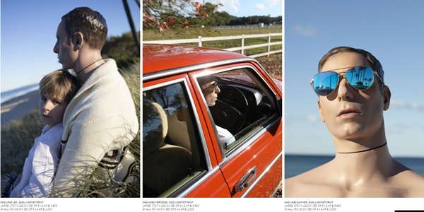 Michael Zavros, from left to right : DAD LIKES LEO, 2020, LIGHTJET PRINT
LARGE: 172.7 X 122 CM, ED. OF 3 + 2 AP; DAD LIKES MERCEDES, 2020, LIGHTJET PRINT
LARGE: 172.7 X ; DAD LIKES SUMMER, 2020, LIGHTJET PRINT
LARGE: 172.7 X 122 CM, ED. OF 3 + 2 AP
