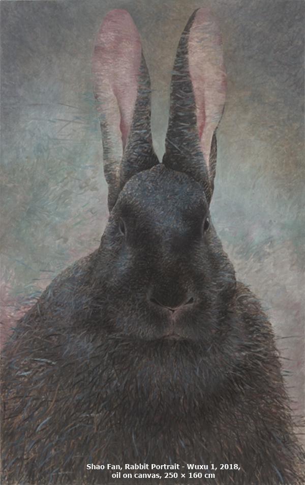 Shao Fan, Rabbit Portrait - Wuxu 1, 2018, 
oil on canvas, 250 × 160 cm