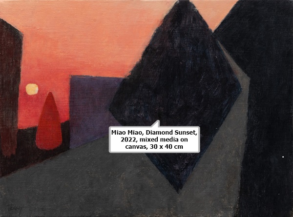 Miao Miao, Diamond Sunset, 2022, mixed media on canvas, 30 x 40 cm
