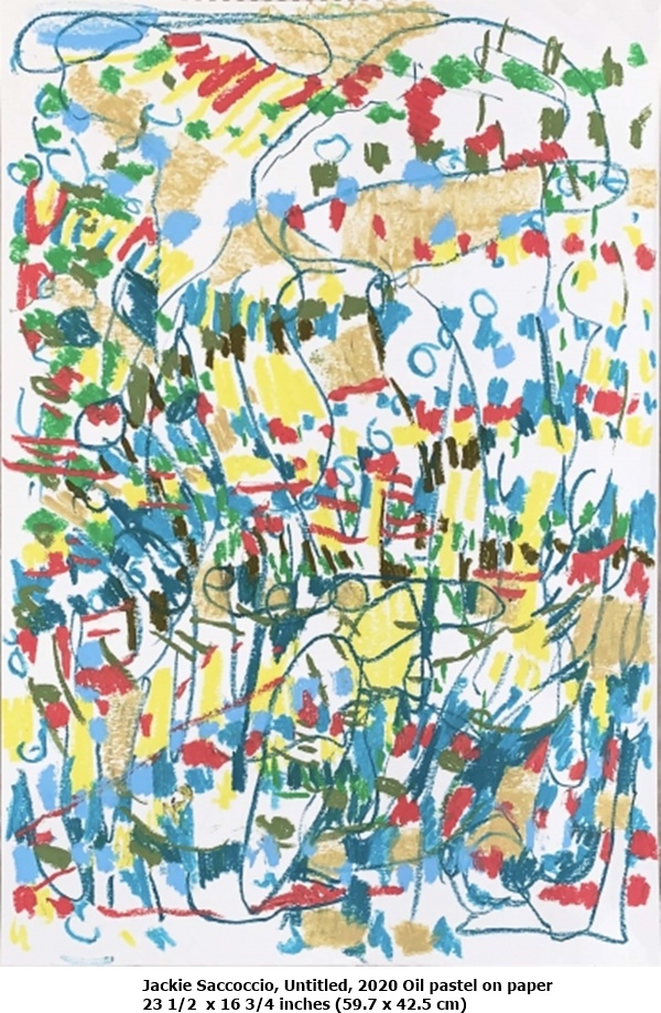 Jackie Saccoccio, Untitled, 2020 Oil pastel on paper
23 1/2  x 16 3/4 inches (59.7 x 42.5 cm)