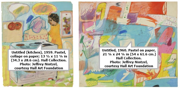 Peter Saul,Untitled (kitchen), 1959. Pastel, collage on paper; 13 ½ x 11 ¼ in (34.3 x 28.6 cm). Hall Collection. Photo: Jeffrey Nintzel, courtesy Hall Art Foundation
Untitled, 1960. Pastel on paper, 21 ¼ x 24 ¼ in (54 x 61.6 cm.) Hall Collection. Photo: Jeffrey Nintzel, courtesy Hall Art Foundation 