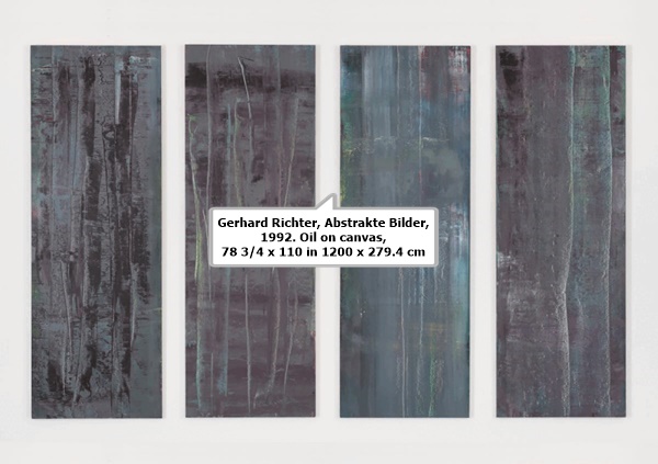 Gerhard Richter, Abstrakte Bilder, 1992. Oil on canvas, 78 3/4 x 110 in 1200 x 279.4 cm