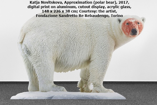 Katja Novitskova, Approximation (polar bear), 2017, digital print on aluminum, cutout display, acrylic glass, 148 x 226 x 38 cm; Courtesy: the artist, Fondazione Sandretto Re Rebaudengo, Torino
